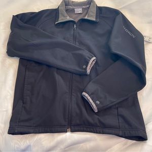 Salomon Jacket Mens Medium Black Softshell Full Zip Fleece Lined Outdoor Hiking